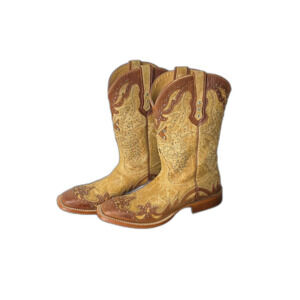 Johnny Ringo Rhinestone Cowgirl Tan Leather Boots Women’s 9B JR922-43